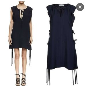 Chloe navy flutter sleeve dress